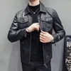 Vestes pour hommes Veste pour hommes avec revers à la mode durable noir fermeture éclair revers moto un automne fiable et élégant pour la maison