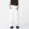 Calças masculinas syuhgfa calças tendência alta rua carga panrs casual hip hop masculino grande bolso moda baggy macacão 2023 outono