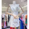 Casual Dresses Modphy Elegant Celebrity Party Strapless Luxury 3D Flower Diamond Tight Wrap Chest Mini Dress White Black Women's Vestidos