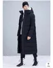 2024 스타일의 유명한 디자이너 남자 길이 긴 자켓 캐나다 북쪽 겨울 후드 코트 재킷 야외 남성 의류 바람 방풍 S-2XL 블랙