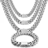 Chain Miami Cuban Round Mill Link Halsband för män Kvinnor Rostfritt stålarmband Glossy Buckle Polished Fashion Jewelry 231016