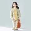 Down Coat Winter Baby Girls Fleece Lining Cotton Jacket Thicken Fashion Floral Kids Coats For Girl Outerwear Korean Children Tops