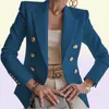 Vaste kleur dubbele borsten vrouwen blazer modepak kraag slimblazers met lange mouwen4590847
