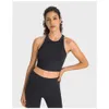 2024 Lu Lu Weste Damen Yoga Fitness Schwarz Tank Top Breite Schultergurte Verlängerter Saum Racerback Tank Crop Top Für Gym Active Wear Lememm Wokrout