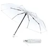 傘1pcクリア折りたたみ傘自動オープンオープンアンドクローズ透明性のある携帯速度雨