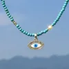 Pendentif Colliers Mode Devil's Eye Turquoise Perle Collier pour femmes Or Couleur Chaîne en acier inoxydable Esthétique Bijoux Accessoires