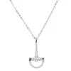 Maxi Necklace European Plain Jewelry 925 Sterling Horse Snaffle Bit Simple Man Women Bar Pretty Girly Charm273v