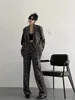 Women's Two Piece Pants Women Blazer Set Leopard Print Loose Long Jacket Female Oversize High Waist Wide Leg 2023