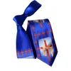 Nœuds papillon Design Jésus Christian Cravates Bleu Royal avec Croix Rouge Col Imprimé Pour Hommes Thanksgiving Cadeau De Noël