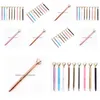 Penne a sfera all'ingrosso Big Carat Diamond Crystal Pen Gemma Anello a sfera Matrimonio Ufficio Metal Roller Ball Oro rosa Sier Pink Office Dhqjb