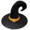 2023 Sıcak Unisex Geniş Kötü Şapkalar Kova Şapkaları Yüksek Kaliteli Maskeli Beklentisi Campaniform Kavisli Şapka Siyah dokuma ve Gümüş Toka Polyester Cadılar Bayramı Şapkası 2 PCS Mix Sipariş