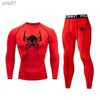 Herrspårar för män tröja Sparta Set Compression Sportwear Suit Fitness Running Clothing Cloth Shirt Elastic Quick Dry Workout Wearl23101