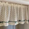 Rideau 1 pièce, décoration de fenêtre pour salon, rideaux de cuisine au crochet avec nœud papillon vert, Style Pastoral court