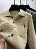 Men Blends High end Waffle Knitted Cardigan 2023 Autumn Winter Fashion Polo Collar Korean Sweater Casual Solid Coat 231016