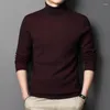 Men's Vests Autumn Casual Versatile Solid Color Half High Ribbed Round Neck Pullover Sweater