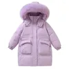 Daunenmantel 4–12 Jahre Kinder Parka Schneeanzug Winter warme Jacke für Mädchen Mode lange Kapuze Kinder Oberbekleidung Kleinkind Mädchen Kleidung