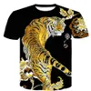 Tiger t shirt män anime porslin 3d tryck t-shirt hip hop tee coola herrkläder sommaren stor storlek topp304z