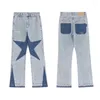 Men's Jeans Harajuku High Street Personality Vintage Patchwork Men Pentagon Star Applique Hiohop Straight Leg Matching Pants