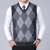 Mäns västar 2023 Fasion Brand Sweater för män tröjor rutter smala passformar stickare stickad väst höststil casual män clagel