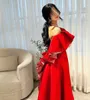 Elegant Long Red Boat Neck Evening Dresses A-Line Sleeveless Ruffled Prom Dresses Floor Length Zipper Back Formal Party Gowns for Women