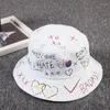 Wide Brim Hats Casual Summer Panama Fashion Cap Bucket Hip Hop Hat Fisherman Letter Graffiti Style For Daily Wear