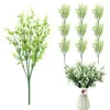 Fiori decorativi Lavanda artificiale floccata Fascio di plastica Piante finte Bouquet di briglie per matrimoni Interni ed esterni per la casa