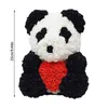 Dekorativa blommor Flower Bear 9.84 tum Artificial Rose Panda med Bowknot/ Heart Decor Handmade Doll för alla hjärtans dag 2023