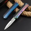 High Quality H1083 Auto Tactical Knife D2 Satin Blade Zinc-aluminum Alloy Handle Outdoor Camping Hiking Survival Tactical Knives with Nylon Bag