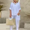 Pantaloni a due pezzi da donna Pullover Top Camicia da donna non sbiadita Traspirante Tutti gli abbinamenti Moda Casual Abiti larghi Pezzi Set