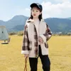 Jacken Mädchen Lange Jacke Oberbekleidung Plaid Muster Mädchen Mäntel Kinder Casual Stil Kinder Frühling Herbst Kleidung 231016