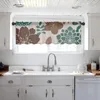 Cortina de flores com folhas, cortina curta transparente de tule para cozinha, quarto, decoração de casa, cortinas pequenas de voile