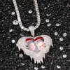 Hip Hop Iced Out Love Shape Flip Custom Po Pendant Personality Creativity DIY Necklace with Rope Chain287K