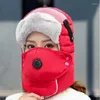 Berets Bomber Chapéus De Pelúcia Earflap À Prova De Vento Óculos Pára-brisa Piloto Passeio De Esqui Faux Pele Inverno Para Homens Mulheres