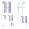 Drinking Straws Sile St Mti-Color Reusable Folded Bent Straight Home Bar Accessory Tube Drop Delivery Garden Kitchen Dining Barware Dh65J