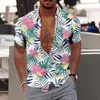 Erkekler Sıradan Gömlekler Floral Gömlek Erkekler Hawaiian 3D Yaprak Grafik Giysileri Büyük Boy Kısa Kollu Üst Deniz Kıyısı Giyim Sokak Bluz
