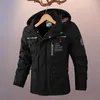 Erkek ceketler erkek ceket ceket şık rüzgar kırıcı kaput ile çok cepler çok cepler su geçirmez tasarım kış açık aktiviteleri sıcak