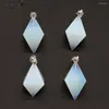 Collares colgantes Colgantes de piedras preciosas para collar DIY Fabricación de joyería de moda para mujer 2023 Marca Latón con piedra negra Mar Opal Rhombus Charm