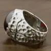 Cluster Rings Linsion 925 Sterling Silver enorm Red Cz Stone Mens Biker Rocker Punk Ring 8Y003