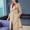 Women's Trench Coats Fall And Winter Nice Windshield Woman Kaki Printed Temperament Laces With Slender Mid-long Jacket Over Knee