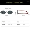 Sunglasses Oulylan Retro Imitation Wood Grain Men's Round Frame Sun Glasses Women Trendy Elliptical Eyeglasses UV400