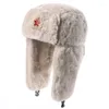 Berets Men Women Soviet Army Military Badge Russia Bomber Hats Pilot Trapper Trooper Hat Winter Faux Fur Earflap Ski Snow Caps Ushanka