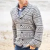 Men's Jackets Sweater Autumn And Winter Male Tops Thickened Jacquard Polo Collar Long Sleeve Cardigan Coat