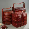 Vaisselle faite à la main panier en bambou boîte rétro multicouche stockage de fruits pique-nique en plein air mariage Trad décoration de la maison cadeau de style chinois