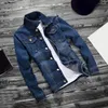 Giacche da uomo Giacca di jeans da adolescente Manica lunga Jeans da uomo Cappotto Slim Fit Colletto rovesciato