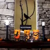 1 pac Vela cintilante sem chama, vela de simulação de LED, com temporizador de 6 horas, iluminação quente, com castelo, bruxa, adesivos de morcego para decoração de Halloween (excluindo baterias)