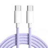 60W USB C - C Kolny oplatany kabel ładowania dla iPhone15 Typ C 20W ładowarkę 3A Szybkie sznurka USB -C Kable