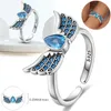 Anillos de racimo 925 Anillo de plata Mariposa Serpentina Brillo y líneas pulidas Damas Dedo Joyería de compromiso de boda