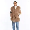 Women's Fur RR2814 Faux Mongolian Trim Coats Women Fully Cotton Lined Suede Maxi Winter Jackets Warm Short Hook Closure