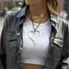 Pendentif Colliers Punk évidé grand collier en forme de coeur pour femmes chaîne de clavicule réglable noir ras du cou bijoux de mode