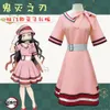 Cosplay Anime Demon Slayer Kimetsu No Yaiba Kamado Nezuko Costume de Cosplay tenue décontracté quotidienne Halloween carnaval fête robe rose Costume perruque